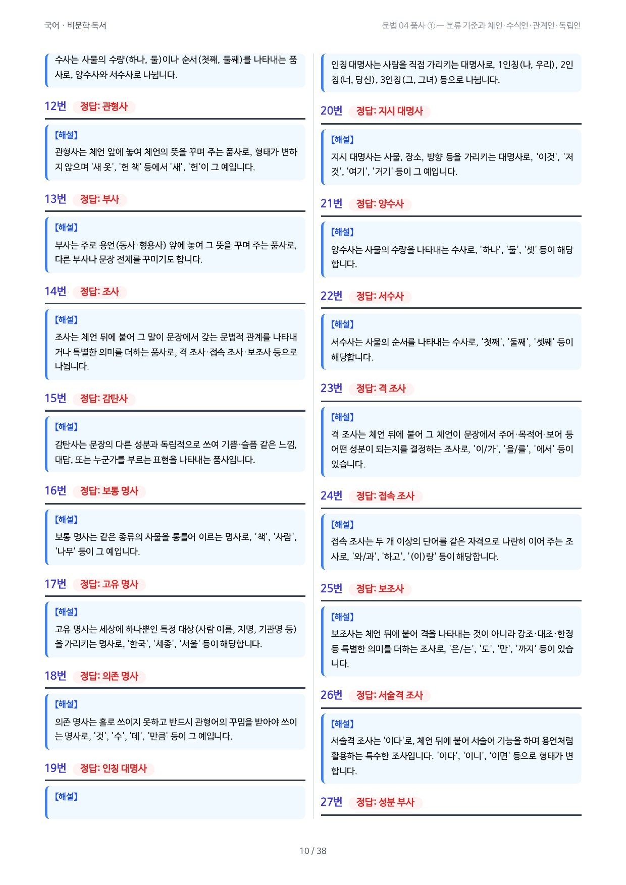 문법 04 품사 ① — 분류 기준과 체언·수식언·관계언·독립언_preview_undefined